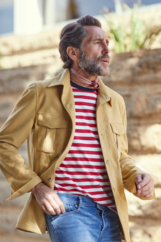 Suede overshirts in mustard | tailorable