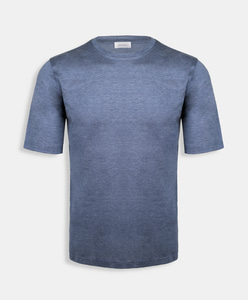 Doriani cotton blended silk T-shirt denim | tailorable