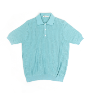 Piacenza ribbed pure cotton polo shirt Sapphire blue | tailorable